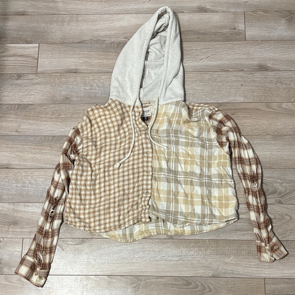 American Eagle Outfitters Plaid and Hoodie Crop Top